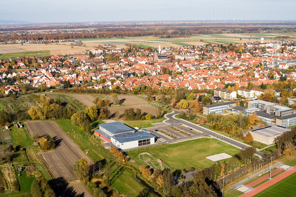 Luftbild: Bienwaldhalle Kandel in Kandel im Bundesland Rheinland-Pfalz in Deutschland. Foto: IMG_8876.jpg vom 05.11.2007 durch Werner Riehm/FLY-FOTO.de