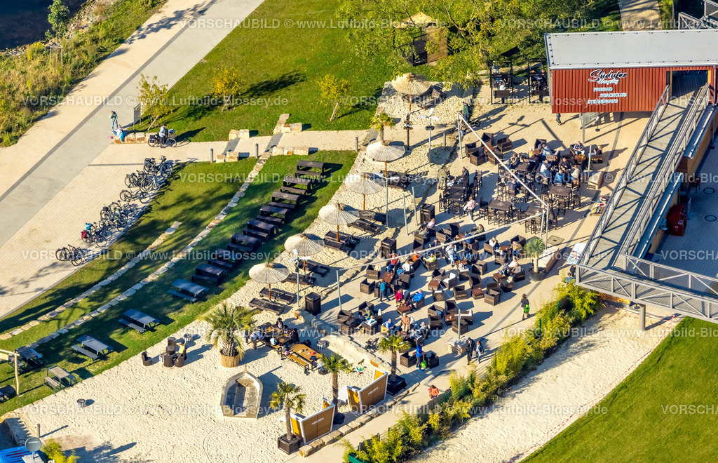 Hagen241005674 | Luftbild, Außengastronomie am Freibad Südufer, Fahrrad-Stellplatz, Boele, Hagen, Ruhrgebiet, Nordrhein-Westfalen, Deutschland
