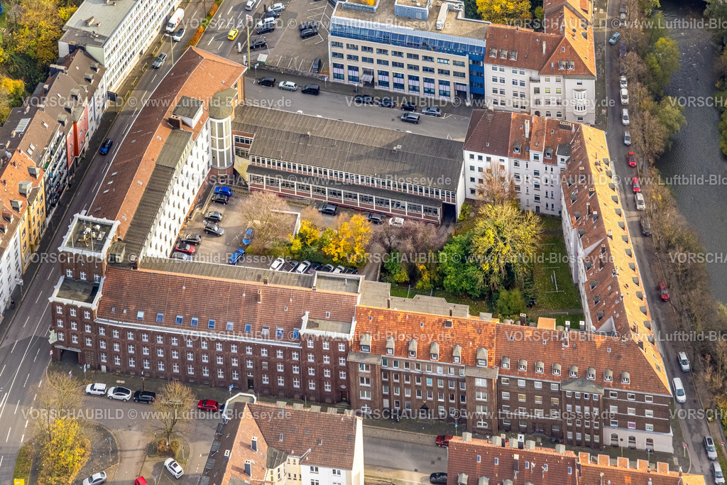 Hagen251102483 | Luftbild, Finanzamt Hagen und Wohnanlage Moltkestraße, herbstliche Bäume, Mittelstadt, Hagen, Ruhrgebiet, Nordrhein-Westfalen, Deutschland