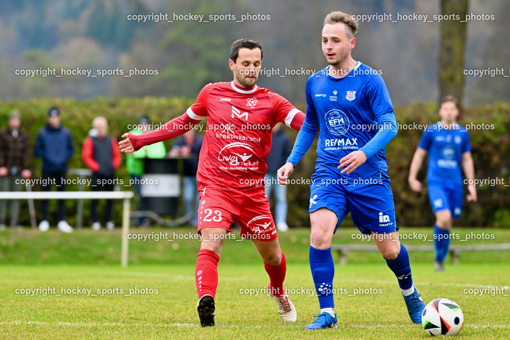 SV Rothenthurn vs. Union Matrei | #23 Marco Moser SV Rothenthurn, #19 Luca Jakob Blassnig Matrei, SV Rothenthurn vs. Union Matrei, SV Rothenthurn vs. Union Matrei am 09.11.2024 in Rothenthurn (Sportplatz Rothenthurn), Austria, (Photo by Bernd Stefan)
