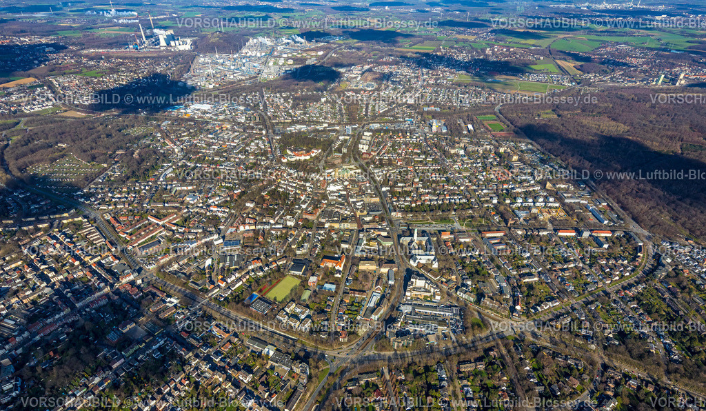 Gelsenkirchen230211253 | Luftbild, Ortsansicht Buersche City, Wolkenschatten, Buer, Gelsenkirchen, Ruhrgebiet, Nordrhein-Westfalen, Deutschland