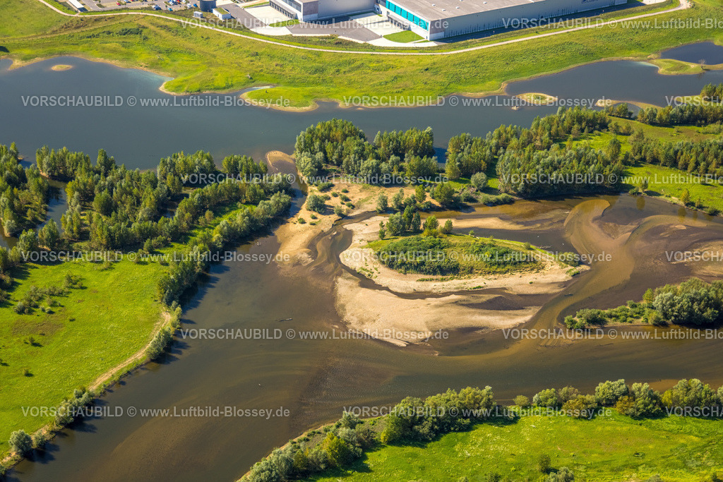 Wesel240805675Lippemuendung300dpi | Luftbild, Lipperenaturierung, Lippemündung in den Rhein, B58n Südumgehung, Lippeverlauf, Fluss Lippe, Lippeverband, Fusternberg, Wesel, Ruhrgebiet, Nordrhein-Westfalen, Deutschland
