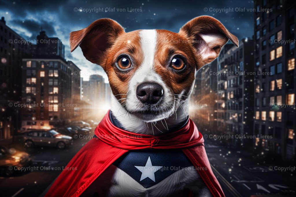 Terrier als Superheld - Wandbild | Jack Russell als Superhund