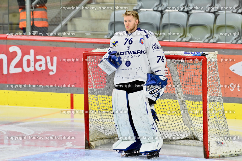 EC KAC Future Team vs. Die Adler Kitzbühl 7.10.2023 | #76 Schubert Thomas EC Kitzbühel, EC KAC Future Team vs. Die Adler Kitzbühl 7.10.2023, EC KAC Future Team vs. Die Adler Kitzbühl am 07.10.2023 in Klagenfurt (Messehalle Klagenfurt), Austria, (Photo by Bernd Stefan)