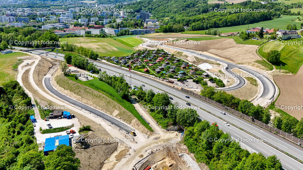 Auhof_ Kleingartenanlage_ 30.04.2024-19 | 30.04.2024, Linz, AUT, Kleingartenlage Auhof, im Bild Auhof, Kleingartenanlage, Baustelle Halbanschlussstelle, Universitaet, Drohne
