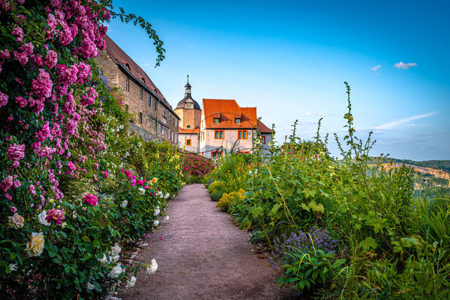 2023-07-02_20-00-09_700 | Blick auf das „Alte Schloss“ im Schlosspark der Dornburger Schlösser bei Jena, Dornburg-Camburg, Thüringen, Deutschland - Realisiert mit Pictrs.com