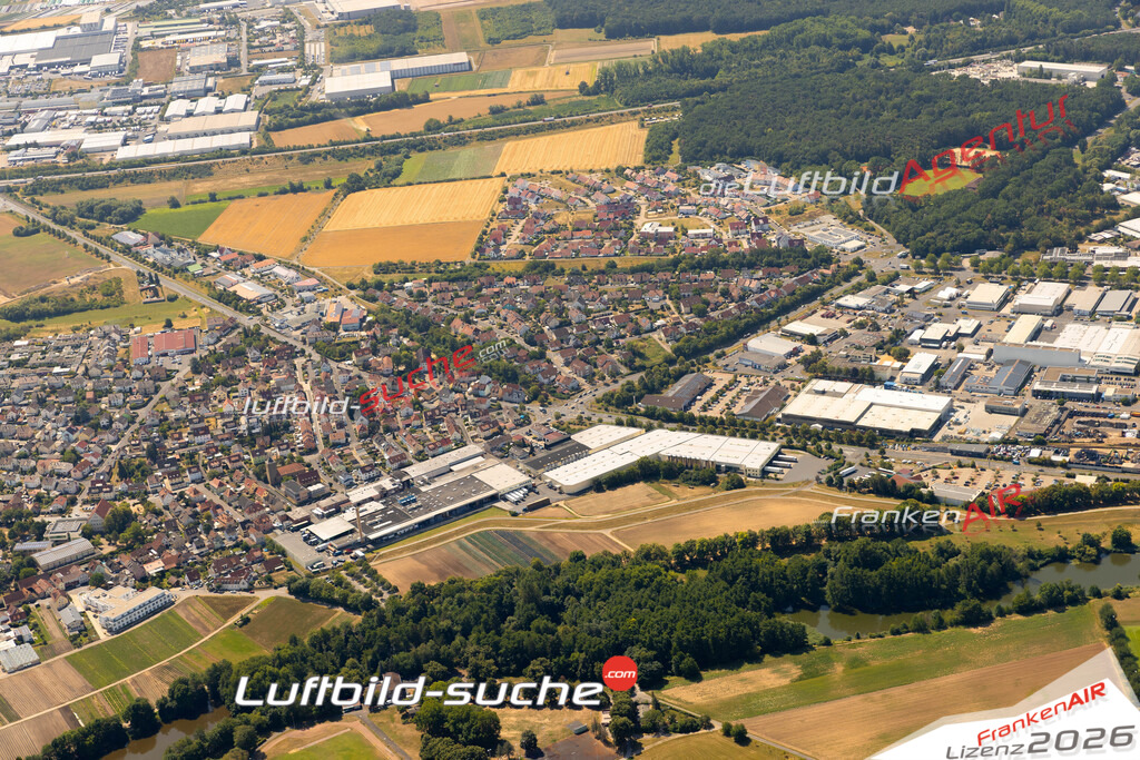 Das Luftbild zeigt :  Sennfeld - Die Luftaufnahme wurde 2023 vom UL-Flugzeug aus erstellt ( keine Drohne ) - Hochauflösende Luftaufnahme - Für grossformatige Ausdrucke geeignet. Die Geschenkidee !Mit Lizenz und Bildrechte bestellbar