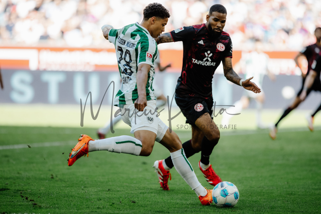 2. Bundesliga, Saison 2024/25, 28. Spieltag: Fortuna Düsseldorf - SC Preußen Münster | Düsseldorf, 05.04.2025: 2. Bundesliga, 28. Spieltag, Fortuna Düsseldorf gegen SC Preußen Münster in der Merkur Spiel-Arena in Düsseldorf. Foto: sportfotografie.ms | Markus Paletta - Realisiert mit Pictrs.com