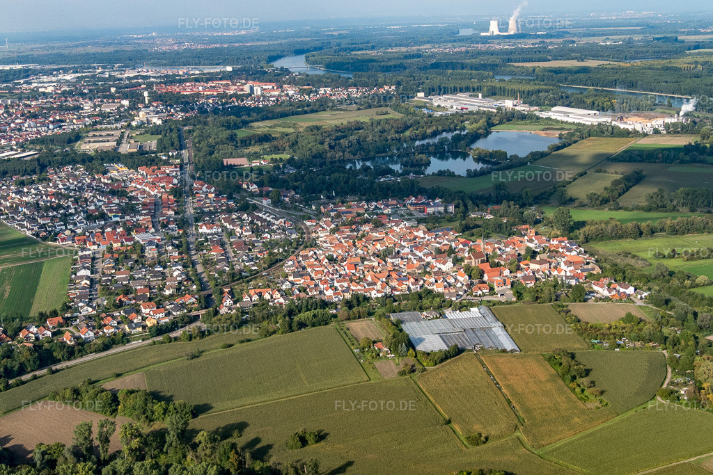 Luftbild: Ortsansicht aus Süden im Ortsteil Sondernheim in Germersheim im Bundesland Rheinland-Pfalz in Deutschland. Foto: P1000572.jpg vom 14.09.2014 durch Werner Riehm/FLY-FOTO.de