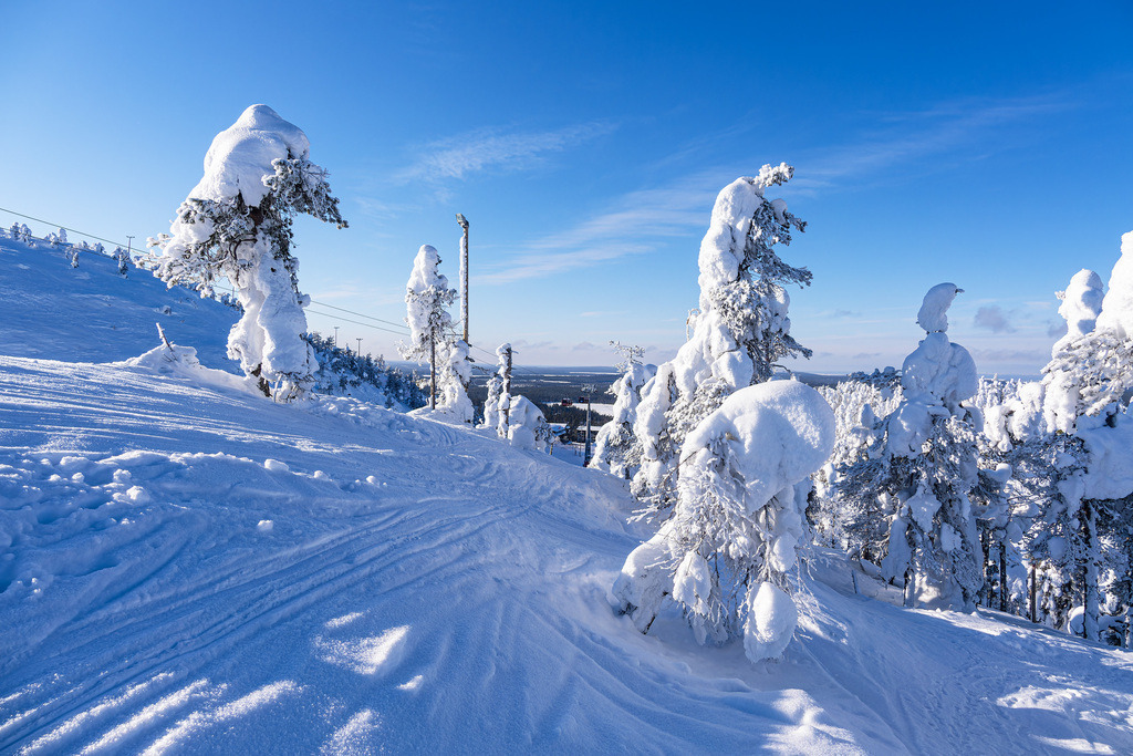 Landschaft mit Schnee im Winter in Ruka, Finnland | Landschaft mit Schnee im Winter in Ruka, Finnland.