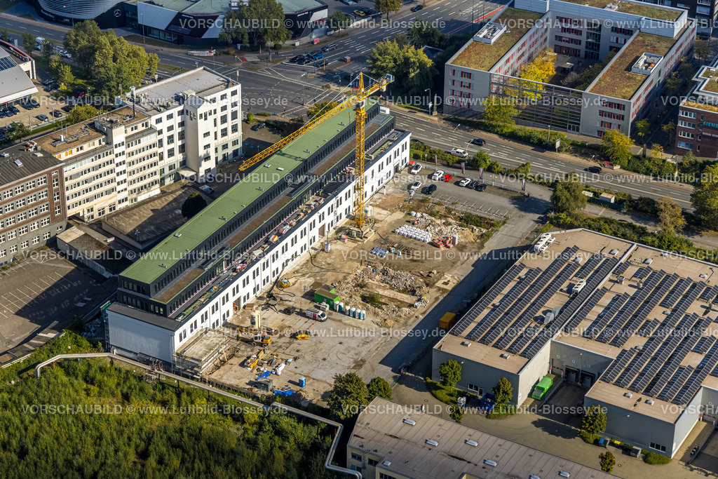 Essen241001107 | Luftbild, Baustelle im OPTI Gewerbepark, Westendstraße, Westviertel, Essen, Ruhrgebiet, Nordrhein-Westfalen, Deutschland