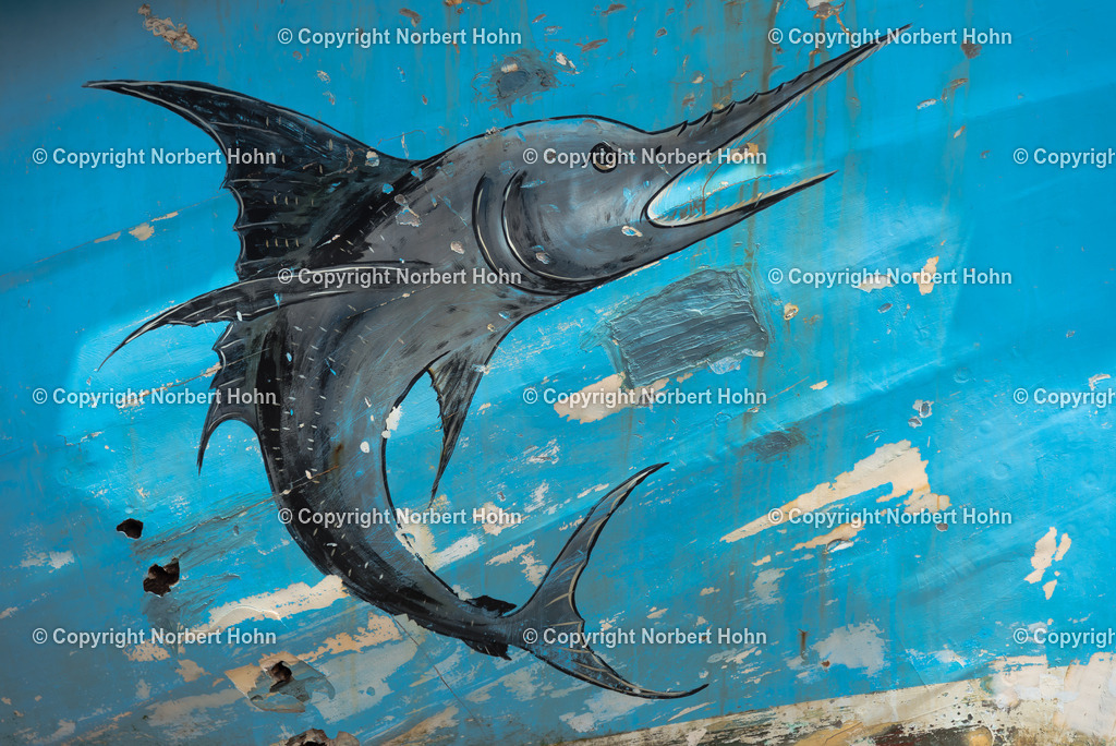 Reisefotografie - Asien - Thailand | Kunstvolle Bemalung an einem auf dem Reparaturdock liegenden thailändischen Fischerboot. - Realisiert mit Pictrs.com