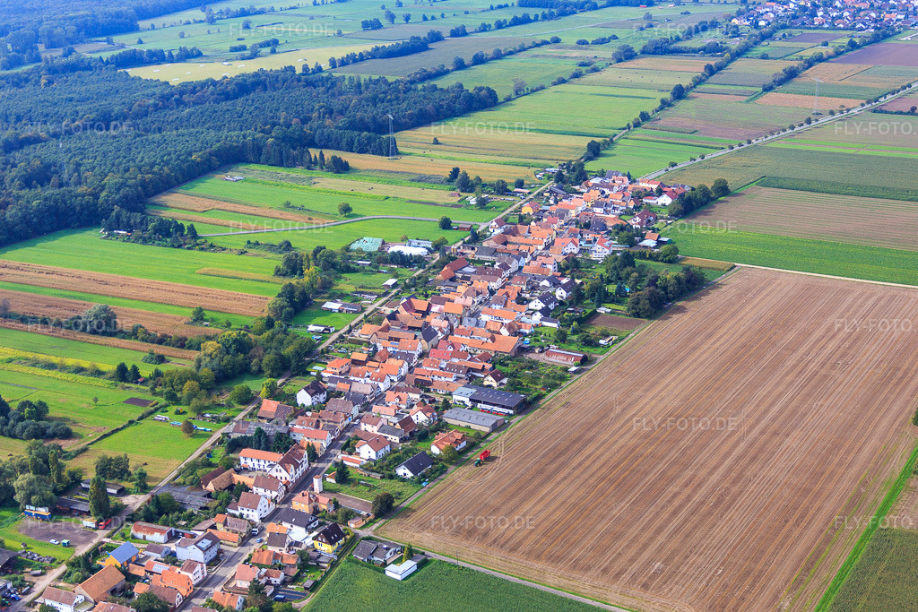 Luftbild: Saarstraße Ortsausgang nach W in Kandel im Bundesland Rheinland-Pfalz in Deutschland. Foto: IMG_072810.jpg vom 19.09.2014 durch Werner Riehm/FLY-FOTO.de