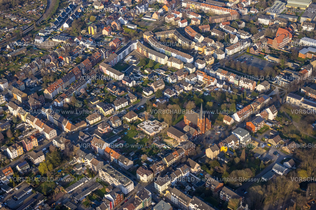 Hamm240305562 | Luftbild, Wohngebiet um die LAnge Straße, evang. Christuskirche, Mitte, Hamm, Ruhrgebiet, Nordrhein-Westfalen, Deutschland