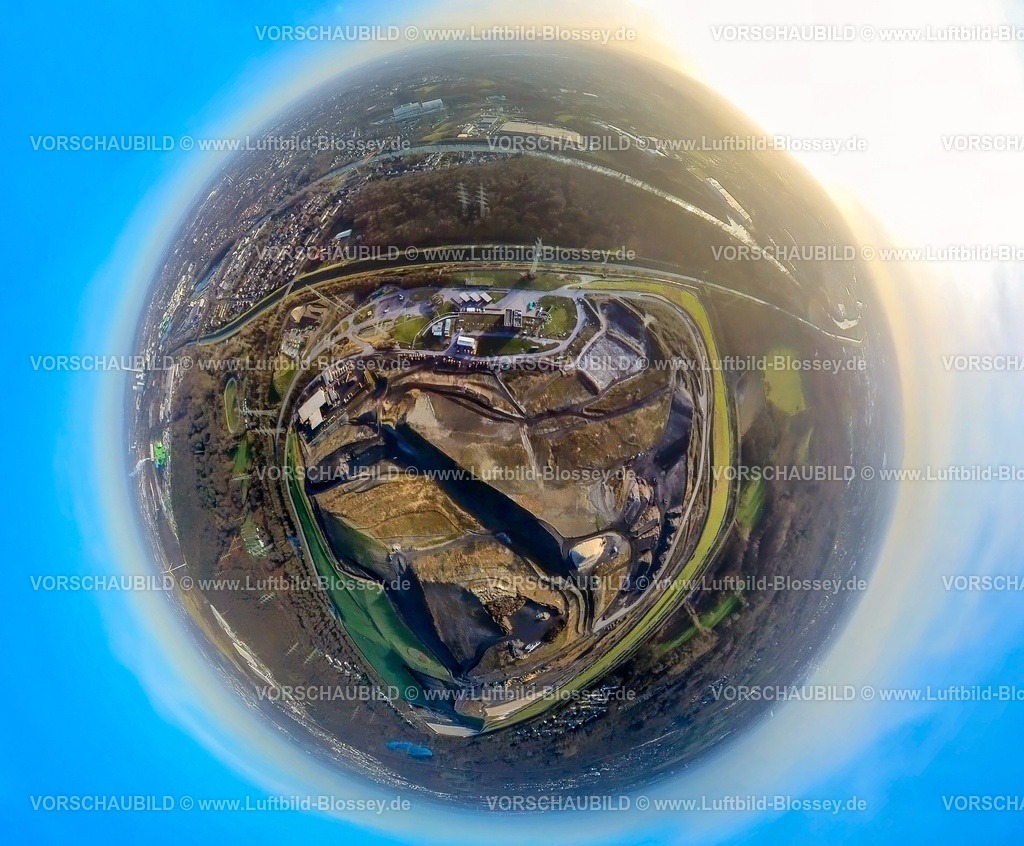 Gelsenkirchen240190095ZentralDeponieEmscherbruch | Luftbild, Zentraldeponie Emscherbruch ZDE Mülldeponie am Fluss Emscher, Erdkugel, Fisheye Aufnahme, Fischaugen Aufnahme, 360 Grad Aufnahme, tiny world, little planet, fisheye Bild, Resser Mark, Gelsenkirchen, Ruhrgebiet, Nordrhein-Westfalen, Deutschland