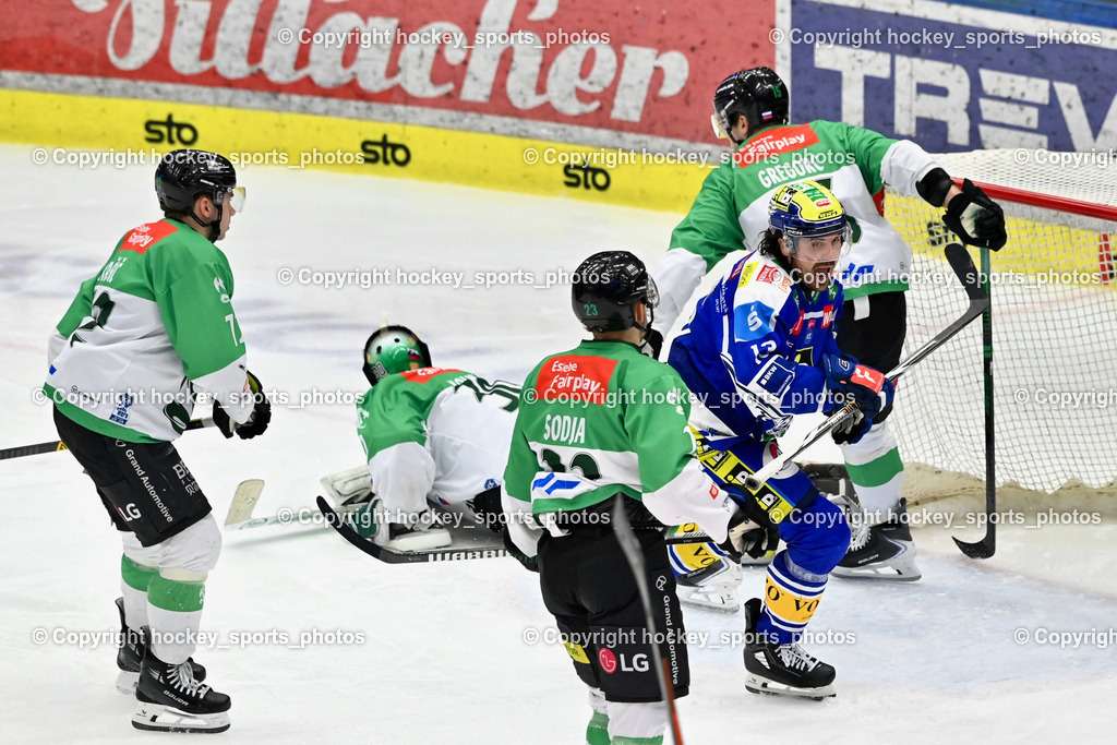 C IDM Wärmepumpen VSV vs. Olimpija Ljubljana | Jubel #13 Adam Helewka EC VSV, #30 Luka Kolin Olimpija Ljubljana, C IDM Wärmepumpen VSV vs. Olimpija Ljubljana, EC IDM Wärmepumpen VSV vs. Olimpija Ljubljana am 01.02.2026 in Villach (Stadthalle Villach), Austria, (Photo by Bernd Stefan)