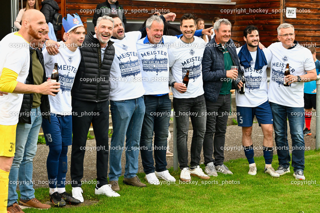 ATUS Velden Meisterfeier 2023 20.5.2023 | #31 Alexander Kofler, #18 Nicolas Manuel Modritz, Headcoach ATUS Velden Marcel Günther Kuster, #5 Roland Putsche