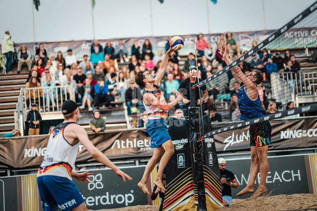 Beachvolleyball | Männer | Queen and King of the Court | Hamburg | 31.05.2024 | Lui Wüst beim Angriff