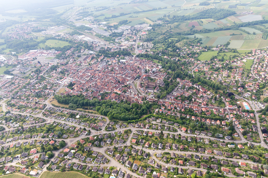 Aerial view: View of the town in Wissembourg in the state Bas-Rhin, France.Photo: IMG_100687.jpg taken on 06/05/2017 by Werner Riehm/FLY-FOTO.comResolution of the original: 5472 x 3648 px