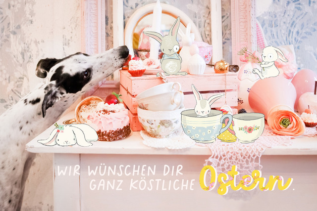 Patch wünscht ganz köstliche Ostern! | Was Patch an Ostern toll findet, sind die ganzen Leckereien. Und ich, sein Frauchen, finde die auch ziemlich toll...