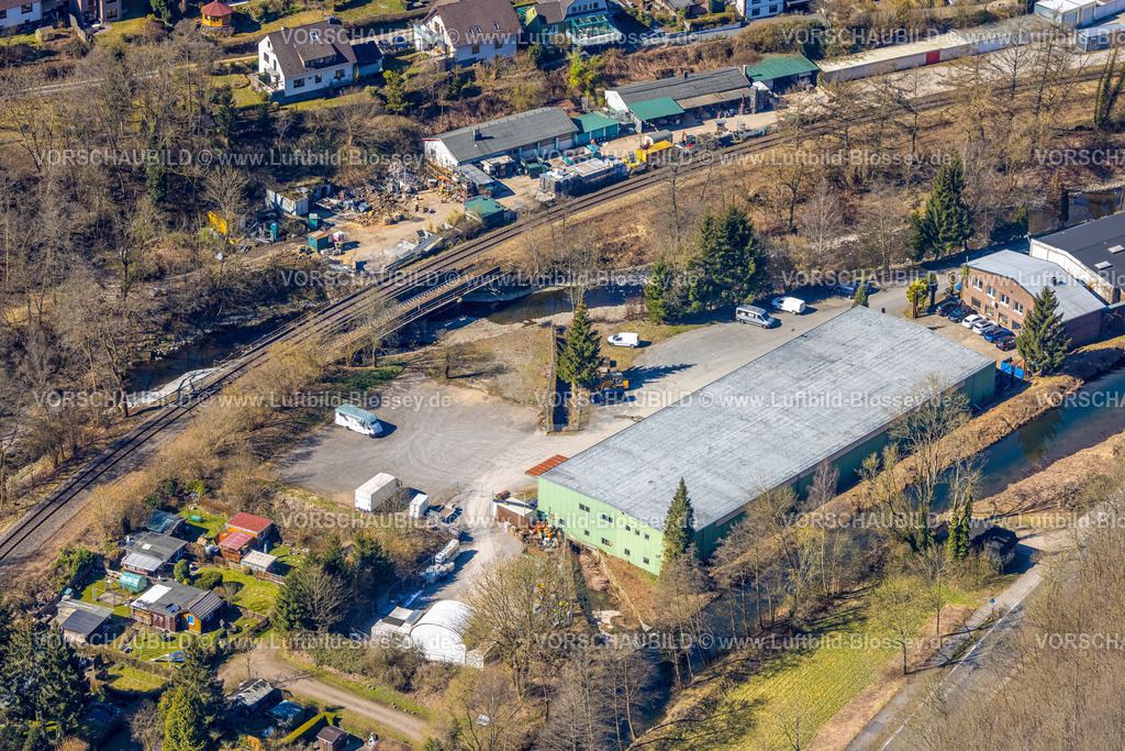 Hagen250303973 | Luftbild, ISS Tooltec GmbH Gewerbebetrieb im Ortsteil Priorei, Bahnlinie Brücke über den Fluss Volme, Dahl, Hagen, Ruhrgebiet, Nordrhein-Westfalen, Deutschland
