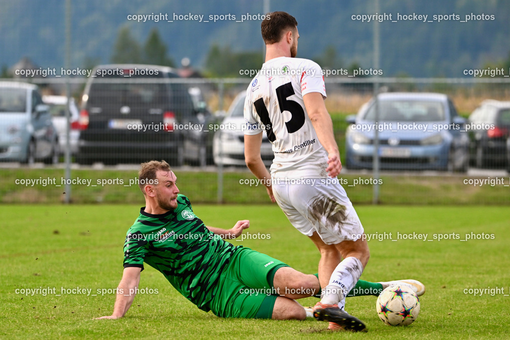 SC Landskron vs. Rapid Lienz | #18 Alexander Reichmann SC Landskron, #15 Matej Verstovsek Rapid Lienz, SC Landskron vs. Rapid Lienz, SC Landskron vs. Rapid Lienz am 22.09.2024 in Villach (Sportanlage Landskron), Austria, (Photo by Bernd Stefan)