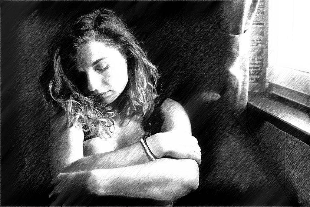 Held Breath | "Held Breath" captures the quiet pause between two moments. Wrapped in soft light and deep shadows, the figure retreats into a world of stillness where thoughts settle and time seems to slow. The sketch reflects the beauty of silence, inviting the viewer to linger in a fleeting moment that asks for nothing but presence. - Realisiert mit Pictrs.com