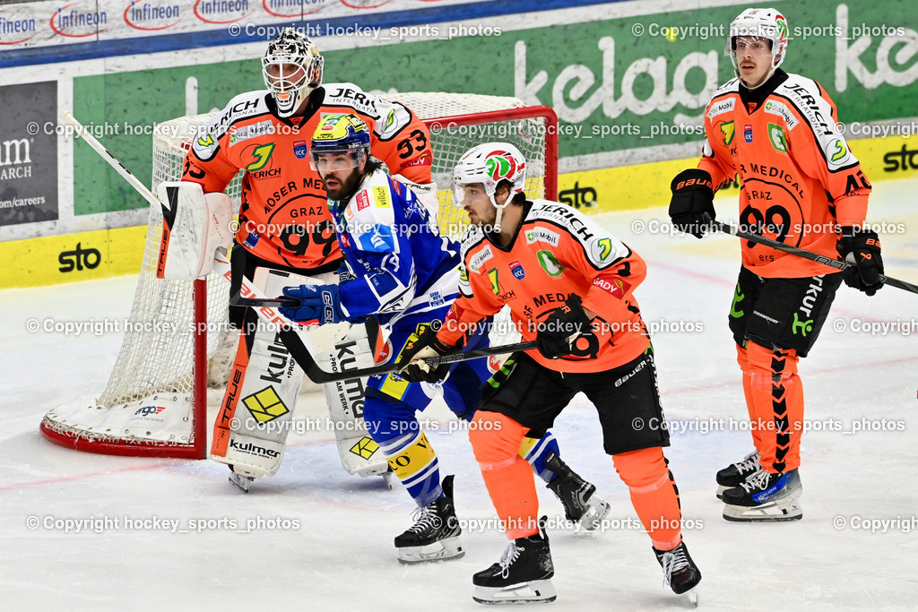 EC IDM WÄRMEPUMPEN VSV vs. MOSER MEDICAL GRAZ99ERS | #46 Anders Koch Graz 99ers, #3 Frank Hora Graz 99ers, #47##33 Maxime Lagacé Graz 99ers, EC IDM WÄRMEPUMPEN VSV vs. MOSER MEDICAL GRAZ99ERS, EC IDM WÄRMEPUMPEN VSV vs. MOSER MEDICAL GRAZ99ERS am 12.03.2026 in Villach (Stadthalle Villach), Austria, (Photo by Bernd Stefan)