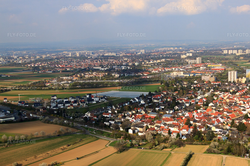 Luftbild: Ortsansicht von Südosten im Ortsteil Marienborn in Mainz im Bundesland Rheinland-Pfalz in Deutschland. Foto: IMG_49786.jpg vom 13.04.2012 durch Werner Riehm/FLY-FOTO.deAuflösung des Originals: 4752 x 3168 px