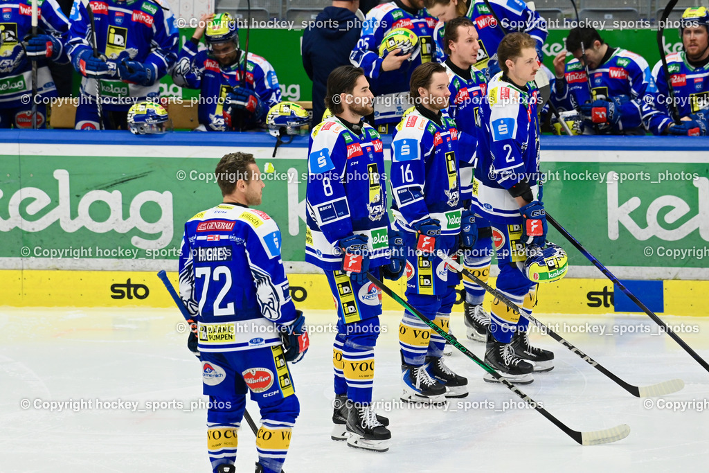 EC IDM WÄRMEPUMPEN VSV vs. HCB Südtirol Alperia | Starting six EC VSV, #72 John Hughes EC VSV, #8 Maximilian Rebernig EC VSV, #16 Kevin Hancock EC VSV, #2 Dylan MacPherson EC VSV, #77 Philipp Lindner EC VSV, EC IDM WÄRMEPUMPEN VSV vs. HCB Südtirol Alperia, EC IDM WÄRMEPUMPEN VSV vs. HCB Südtirol Alperia am 28.12.2025 in Villach (Stadthalle Villach), Austria, (Photo by Bernd Stefan)
