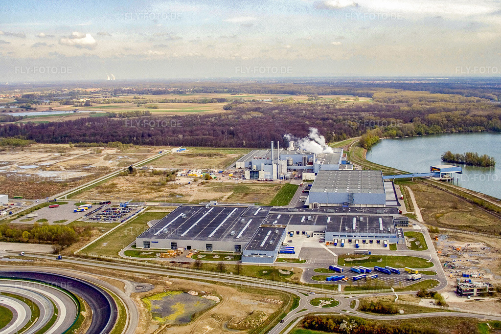 Luftbild: Industriegebiet Oberwald, Papierfabrik Palm in Wörth am Rhein im Bundesland Rheinland-Pfalz in Deutschland. Foto: IMG_10217.jpg vom 08.04.2008 durch Werner Riehm/FLY-FOTO.de