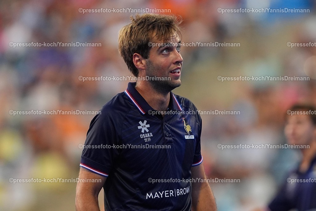 xydrx09082505032 | 09.08.2025, xydrx, Herren EuroHockey Championship 2025, Gruppenphase, Gruppe B, Frankreich - Polen, Sparkassenpark Mönchengladbach: Amaury Bellenger (Franzoesische Feldhockey Nationalmannschaft #24)