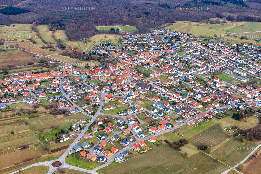Ortsteil von Westen | Luftbild: Ortsteil von Westen im Ortsteil Rettigheim in Mühlhausen im Bundesland Baden-Württemberg in Deutschland. Foto: IMG_24740.jpg vom 27.02.2010 durch Werner Riehm/FLY-FOTO.de - Realisiert mit Pictrs.com