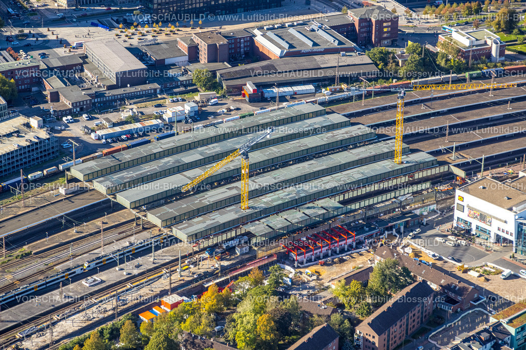 Duisburg221000495 | Luftbild, Hauptbahnhof mit Baustelle, Dellviertel, Duisburg, Ruhrgebiet, Nordrhein-Westfalen, Deutschland