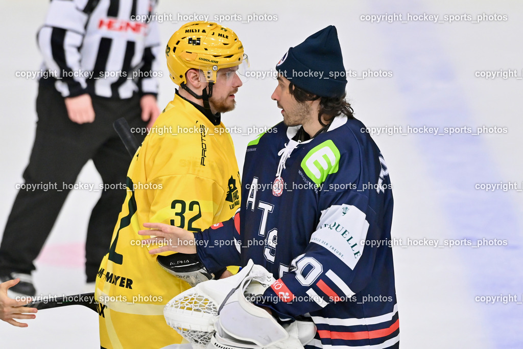 ATSE Graz vs. EHC Lustenau | #32 Stefan Daniel EHC Lustenau, #30 Troppenauer Lukas ATSE Graz, ATSE Graz vs. EHC Lustenau, ATSE Graz vs. EHC Lustenau am 14.02.2026 in Graz (Merkur Eishalle ), Austria, (Photo by Bernd Stefan)