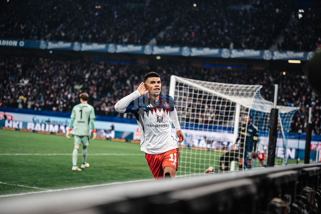 Fußball | Männer | Saison 2025/2026 | 1. Fußball-Bundesliga | 22. Spieltag | Hamburger SV vs. 1. FC Union Berlin | 14.02.2026 | Torjubel Ransford-Yeboah Königsdörffer (#11, HSV)