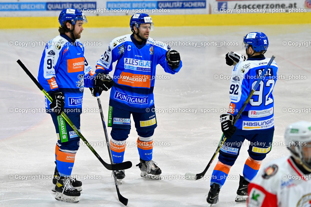 ESC Steindorf vs. ESV Ferlach  | Jubel ESC Steindorf, #95 Gelfanov Ruslan ESC Steindorf, #57 Wilfan Franz ESC Steindorf, #92 Ratz Patrick ESC Steindorf, ESC Steindorf vs. ESV Ferlach , ESC Steindorf vs. ESV Ferlach  am 15.02.2026 in Steindorf (Ossiachersee Halle), Austria, (Photo by Bernd Stefan)