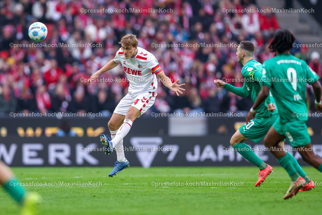 Koe09112401050 | 09.11.2024, 1. FC Köln - SpVgg Greuther Fürth, 2. Fußball Bundesliga, RheinEnergieSTADION, Saison 2024 2025: Timo Hübers (1.FC Köln #4) DFB regulations prohibit any use of photographs as image sequences and or quasi-video.