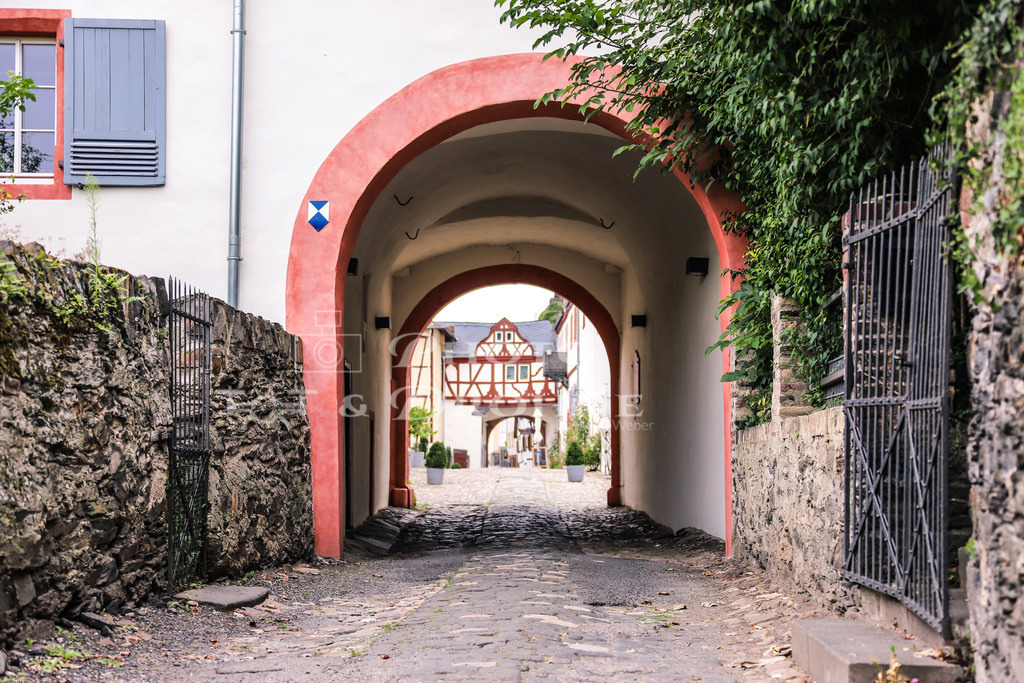 Braubach-1250 | Das Schloss Philippsburg befindet sich am südlichen Stadtrand von Braubach. Es wurde durch viele Umbauten stark verändert, so dass heute nur noch wenige Überreste der ursprünglichen Bausubstanz vorhanden sind. Seit 1999 dient es als Sitz des Europäischen Burgeninstituts. - Realisiert mit Pictrs.com