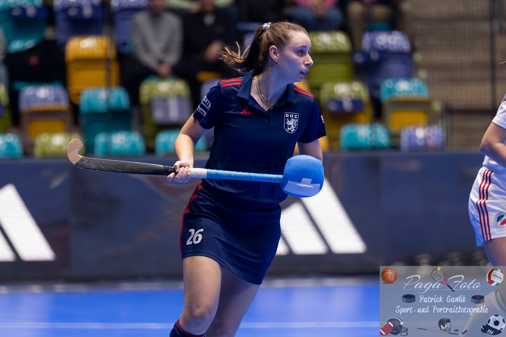 Volvo E.R.B. Final 4 Halbfinale Frauen: Mannheimer HC - Düsseldorfer HC, 25.01.2025 | Elisa Gräve (Düsseldorfer HC #26), Mannheimer HC - Düsseldorfer HC, Frankfurt, Süwag Arena, 25.1.2025 - Realisiert mit Pictrs.com