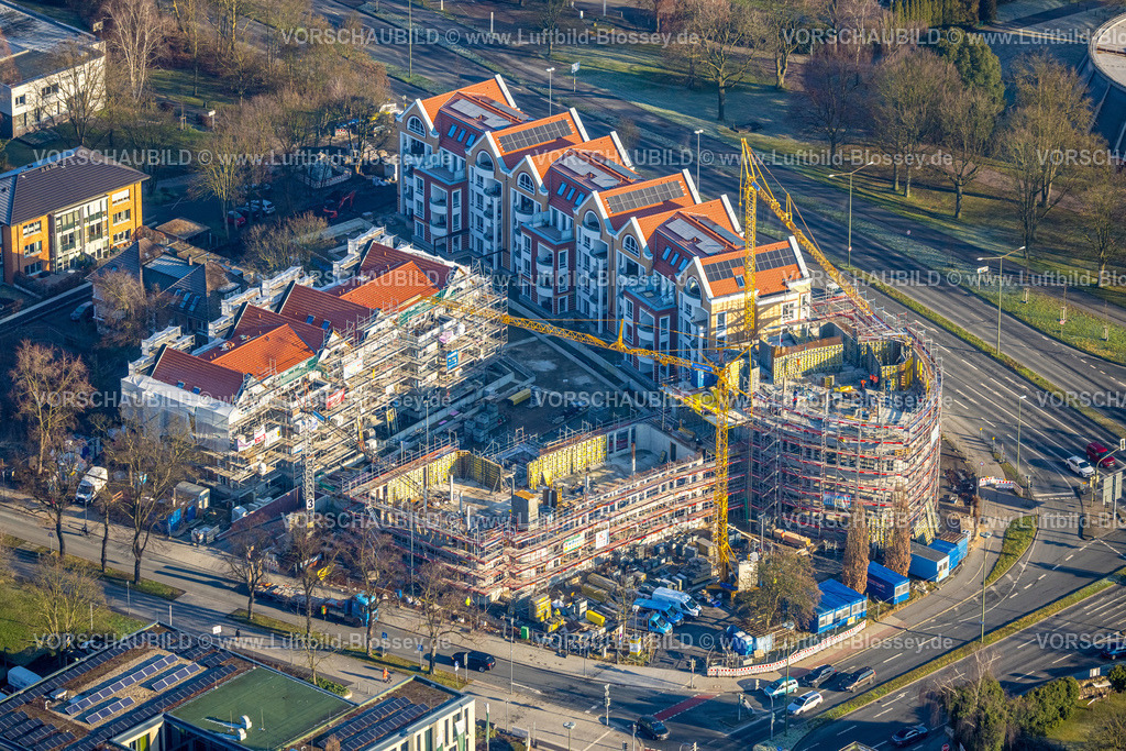 Luenen260100099 | Luftbild, Wohngebiet Quartier Lange Straße 100, Baustelle mit Neubau Mercedes Kreuzung zwischen Lange Straße und Kurt-Schumacher-Straße, Lünen, Ruhrgebiet, Nordrhein-Westfalen, Deutschland