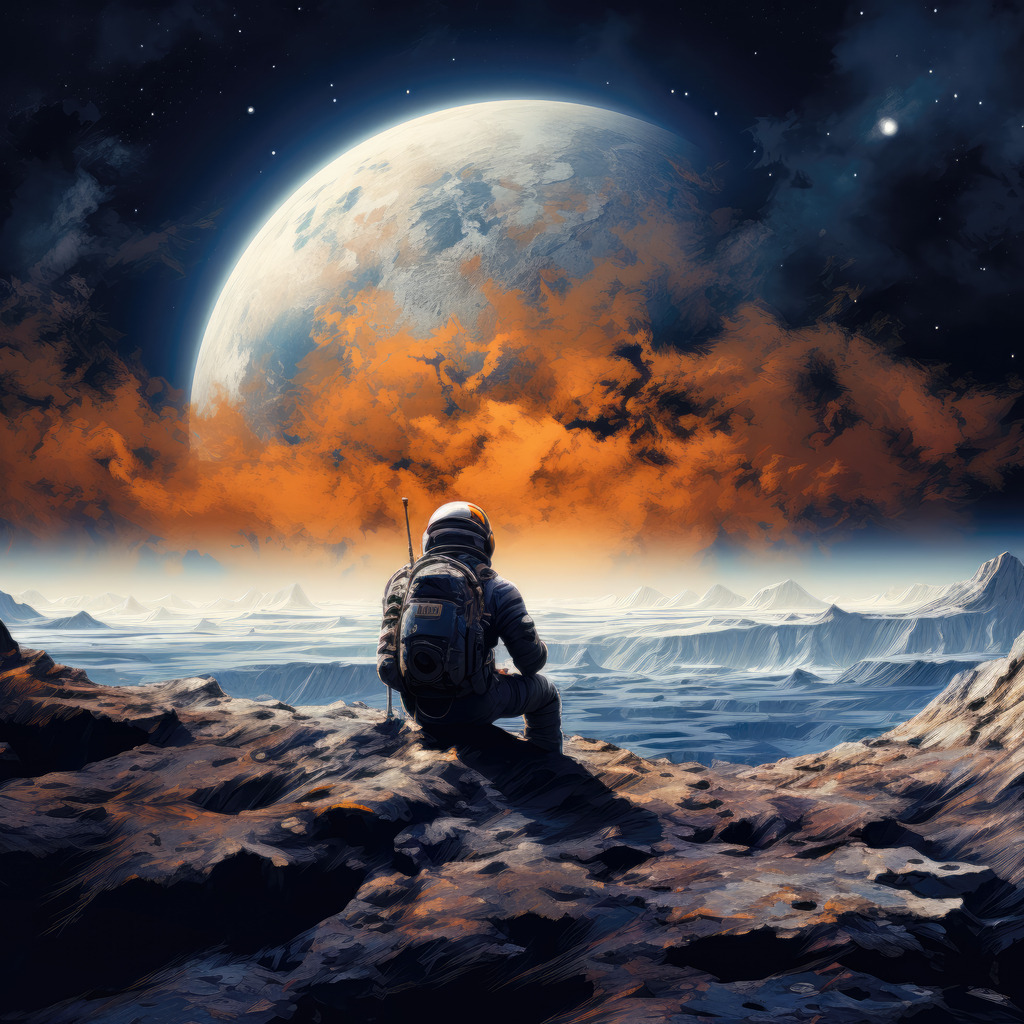 2307192 - Astronaut auf einem fernen Planeten | Surreales Bild eines Astronauten auf einem fernen Planeten.