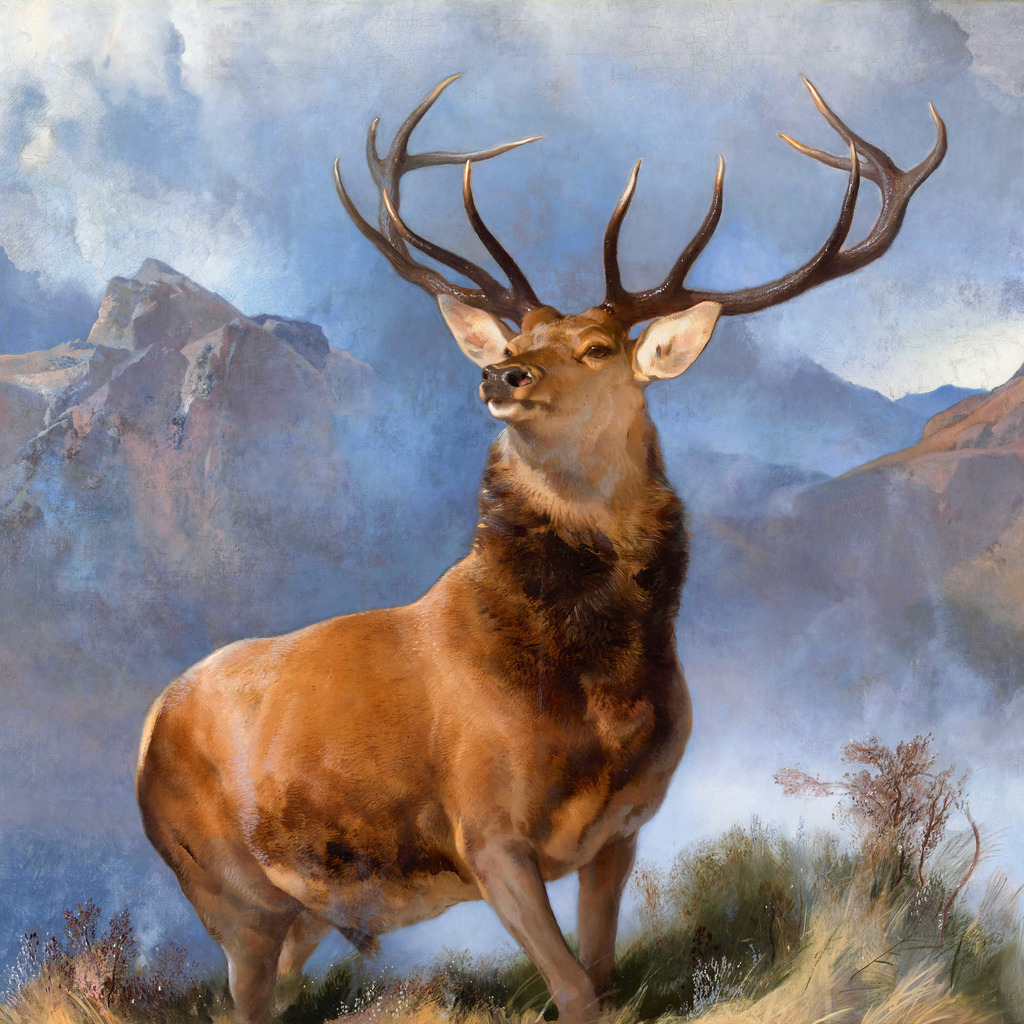 2502013 - Edwin Landseer - The Monarch of the Glen | Moderne Wandbilder auf Leinwand, Acylglas, Alu-Dibond oder als Poster. Tauchen Sie ein in die Welt KI-generierter Kunstwerke - entdecken Sie hochwertige Kunstdrucke unserer Gemälde, Illustrationen und fotorealistischen Motive.