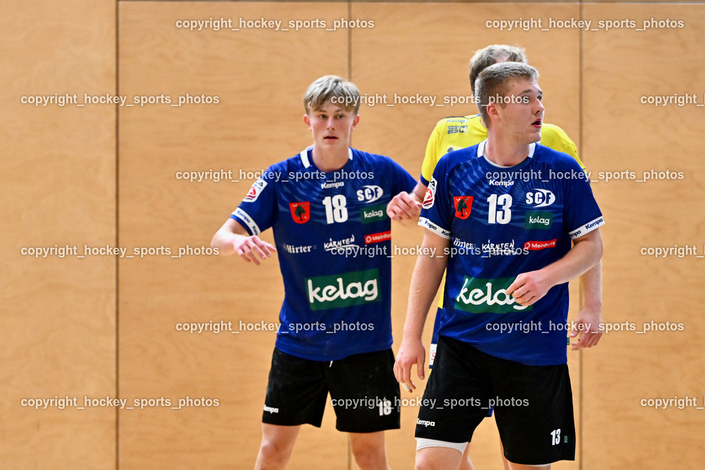 SC Ferlach vs. UHC Hollabrunn | #18 JESACHER Michael SC Ferlach, #13 GYSIN David SC Ferlach, SC Ferlach vs. UHC Hollabrunn, SC Ferlach vs. UHC Hollabrunn am 20.09.2025 in Ferlach (Ballspielhalle Ferlach), Austria, (Photo by Bernd Stefan)