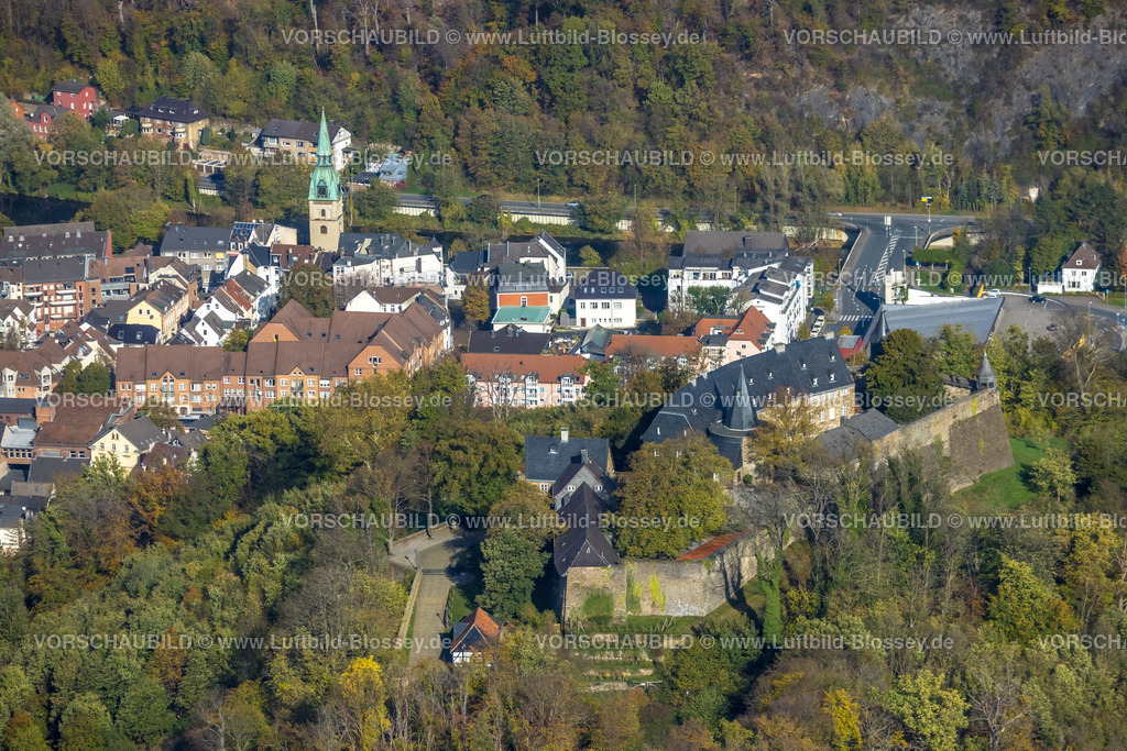 Hagen221016571 | Luftbild, Schloss Hohenlimburg, Evangelisch-Reformierte Kirche Hohenlimburg, Hohenlimburg, Hagen, Ruhrgebiet, Nordrhein-Westfalen, Deutschland