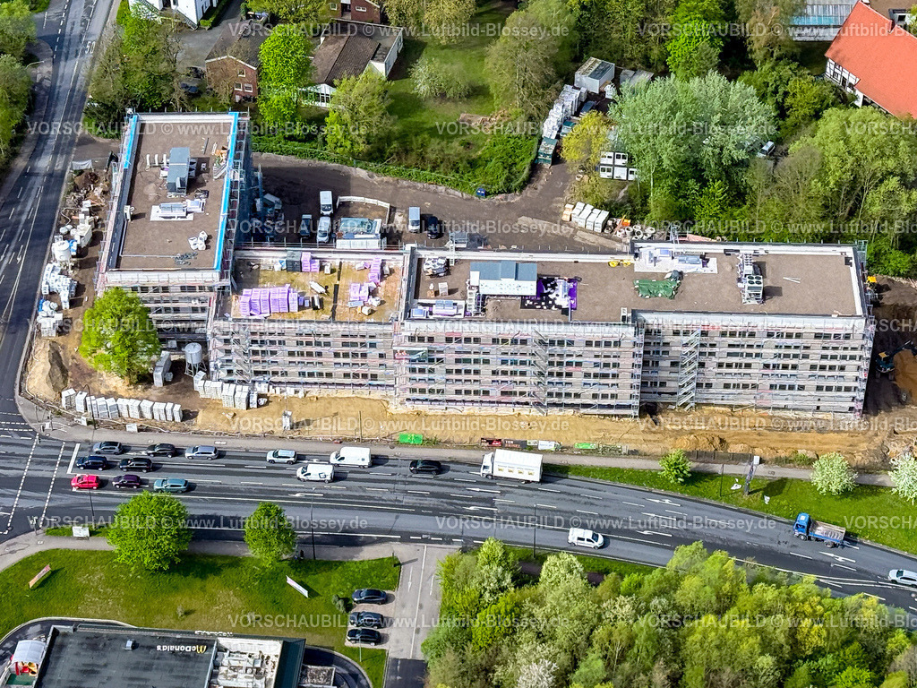 Hamm260402995 | Luftbild, Baustelle und Neubau für Bürogebäude der Autobahn GmbH, ehemaliges Gartencenter-Kley Gelände an der Ostdorfstraße und Straßenkreuzung Werler Straße Bundesstraße B63 und Ostdorfstraße, McDonald's Filiale, Stadtbezirk Rhynern, Hamm, Ruhrgebiet, Nordrhein-Westfalen, Deutschland