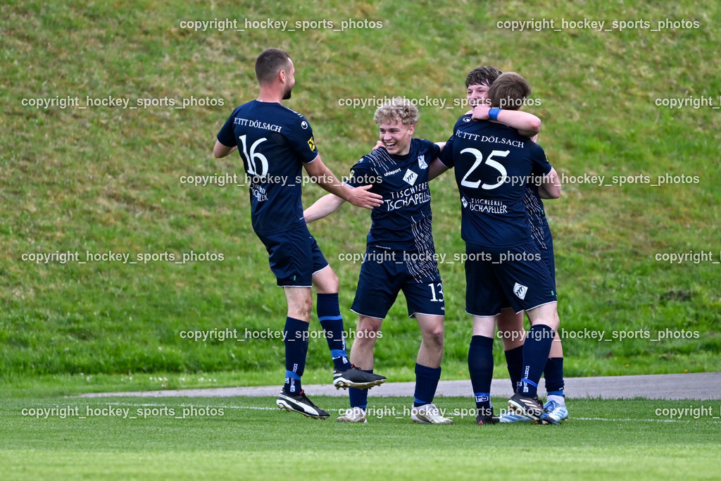 FC Faakersee vs. FC Dölsach | #16 Pascal Obergantschnig FC Dölsach, Jubel FC Dölsach Mannschaft, #13 Tobias Josef Nussbaumer FC Dölsach, #4 Yannick Finn Brandner FC Dölsach, #25 Niclas Christian Brandner FC Dölsach, FC Faakersee vs. FC Dölsach, FC Faakersee vs. FC Dölsach am 20.04.2025 in Finkenstein (Sportplatz Finkenstein), Austria, (Photo by Bernd Stefan)