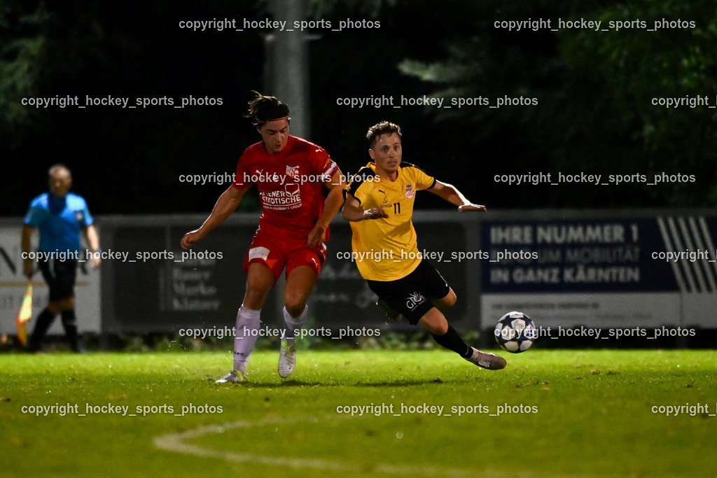 FC KAC 1909 vs. FC Nussdorf Debant | #4 Patrick Legner FC KAC, #11 Julian Egger FC Nussdorf Debant, FC KAC 1909 vs. FC Nussdorf Debant, FC KAC 1909 vs. FC Nussdorf Debant am 19.09.2025 in Klagenfurt (Sportplatz KAC), Austria, (Photo by Bernd Stefan)