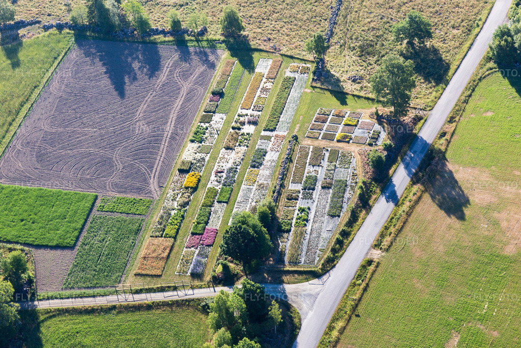Vue aérienne: Vue de la ville à Opparyd dans le département Kronoberg, Suède. Photo: IMG_108124.jpg prise le 28/06/2018 par Werner Riehm/FLY-FOTO.eu – Résolution de l'original: 5472 x 3648 px