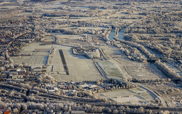 Hamm221202854 | Luftbild, Winterliche Lippeauen, Flugplatz Hamm, Erlebensraum, Mitte, Hamm, Ruhrgebiet, Nordrhein-Westfalen, Deutschland